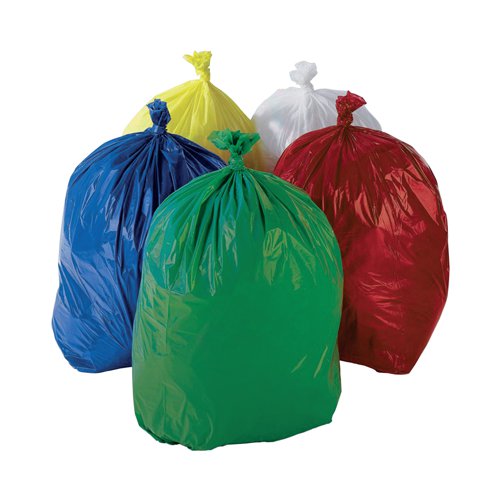 RY15521 | Colour coded refuse sacks are the ideal choice for sorting and disposing of your rubbish more effectively. These blue sacks offer a large capacity of 100 litres and are made from tough 20 micron plastic, suitable for heavy duty rubbish disposal. Use in conjunction with other colours to create a well organised recycling system, or to mark confidential documents for safe disposal. This pack of 200 comes supplied in a convenient flat dispenser box.