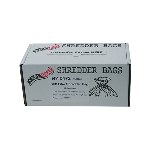 Safewrap Shredder Bag 150 Litre Pack of 50 RY0472