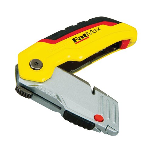 The Stanley FatMax Folding Retractable Safety Knife has an ergonomic, rugged design for heavy duty use. The folding knife provides safe and convenient pocket storage and has an instant blade change for speed of use. Complete with a soft grip handle and retractable blade for safety. The spare blades can be stored within the knife for convenience. Includes 3 spare blades.