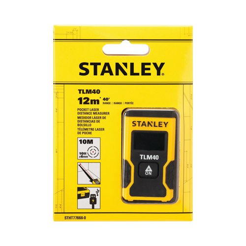 Stanley Pocket Laser Distance Measure 12m Yellow/Black stht77666-0 - SB77666