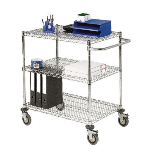 Mobile Trolley 3-Tier Chrome 372996