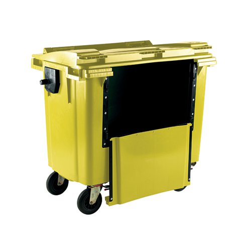 Wheelie Bin With Drop Down Front 1100 Litre Yellow 377977