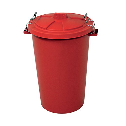 Light Duty Dustbin With Lid 90 Litre Red 382067