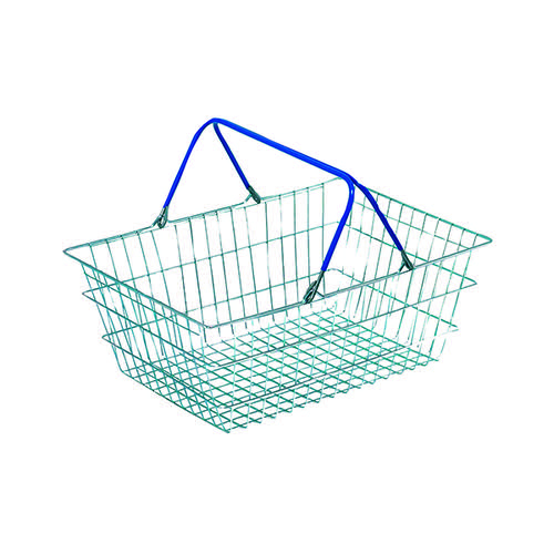 Wire Shopping Baskets Pack of 5 (Zinc coated wite, polythene handles)