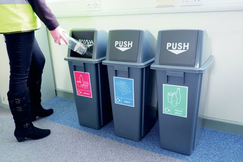 VFM Slim Recycling Bins with Range of Stickers (Set of 3) 416995 | SBY61040 | HC Slingsby PLC