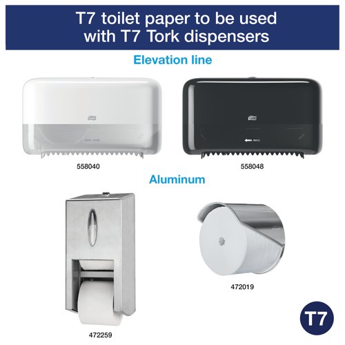 SCA01723 | Keep medium to high traffic washrooms well stocked and costs down with this affordable bulk toilet paper. These rolls hold up to 4.5 times more paper than conventional rolls, saving time on refills. The Tork easy handling plastic packaging makes package carrying and disposal simple, while the zero-waste coreless refills reduce the amount of packaging to throw away. The compatible toilet roll dispenser holds two full rolls. Each roll contains 1,300 1-ply sheets of high quality, absorbent paper.