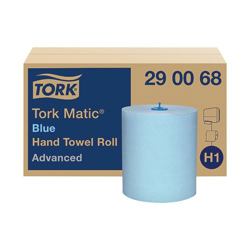 SCA12292 | These premium soft hand towel rolls are suitable for use with Tork Matic dispensers to create a hygienic dispensing system suitable for all washrooms. The large, soft 2-ply sheets with embossed edges are dispensed one at a time to reduce consumption and waste. Due to the Food Safety Label and the traceability of the paper, the hand towels are ideal for gastronomic businesses and those working with food. This pack contains six blue 150 metre long rolls for long lasting use.