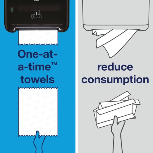 SCA12292 | These premium soft hand towel rolls are suitable for use with Tork Matic dispensers to create a hygienic dispensing system suitable for all washrooms. The large, soft 2-ply sheets with embossed edges are dispensed one at a time to reduce consumption and waste. Due to the Food Safety Label and the traceability of the paper, the hand towels are ideal for gastronomic businesses and those working with food. This pack contains six blue 150 metre long rolls for long lasting use.