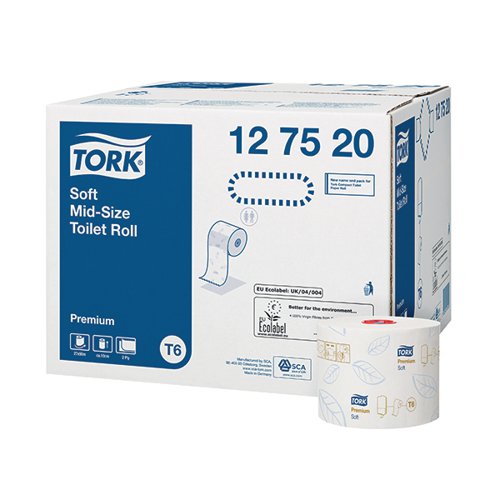 SCA47590 | These soft toilet rolls are designed for use with the Tork Twin Mid-Size Toilet Roll Dispenser to create a hygienic and cost effective washroom solution. Each roll has 90 metres of extra soft, 2-ply paper for premium performance and absorbency combined with a superior look and feel. Ideal for low to medium traffic washrooms, in dispensers, these high capacity rolls hold the equivalent of four to five standard rolls. This pack contains 27 rolls for long lasting use.