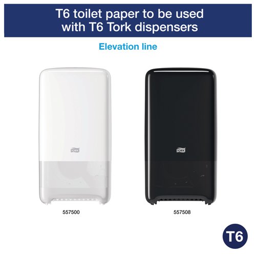 These soft toilet rolls are designed for use with the Tork Twin Mid-Size Toilet Roll Dispenser to create a hygienic and cost effective washroom solution. Each roll has 90 metres of extra soft, 2-ply paper for premium performance and absorbency combined with a superior look and feel. Ideal for low to medium traffic washrooms, in dispensers, these high capacity rolls hold the equivalent of four to five standard rolls. This pack contains 27 rolls for long lasting use.