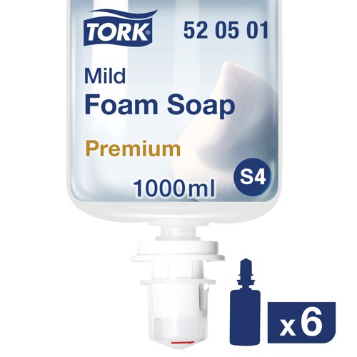 Tork Mild Foam Soap S4 Refill 1 Litre (Pack of 6) 520501 Hand Soap, Creams & Lotions SCA50752