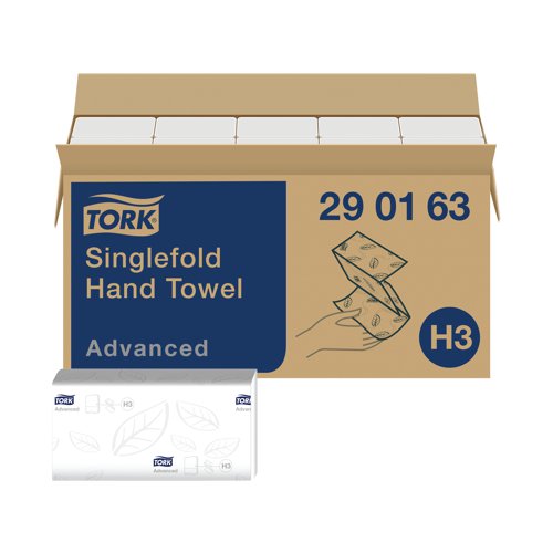 Tork Singlefold Hand Towel H3 White 250 Sheets (Pack of 15) 290163 Paper Towels SCA54266