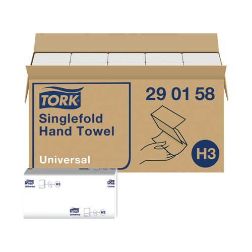 Tork Singlefold Hand Towel H3 White 300 Sheets (Pack of 15) 290158