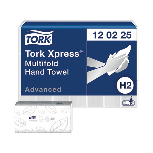 Tork 120225 Xpress H2 Multifold Hand Towel 2-Ply White 180 Sheets 240x210mm [Pack 21](3780 Sheets)