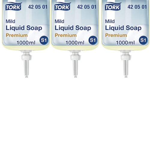 For a mild soap that keeps skin soft while eliminating all dirt and grime, Tork Liquid Hand Soap is an all purpose soap with a fresh scent suitable for all skin types. With moisturising and replenishing ingredients that are mild to the skin for gentle hand washing, the soap is designed to prevent the spread of microbes and bacteria, preventing contamination around the workplace. Suitable for use in Tork liquid soap dispensers, each refill contains 1,000 shots of soap. Buy 2 packs and get one pack FREE with this promotion (18 x 1L cartridges in total).