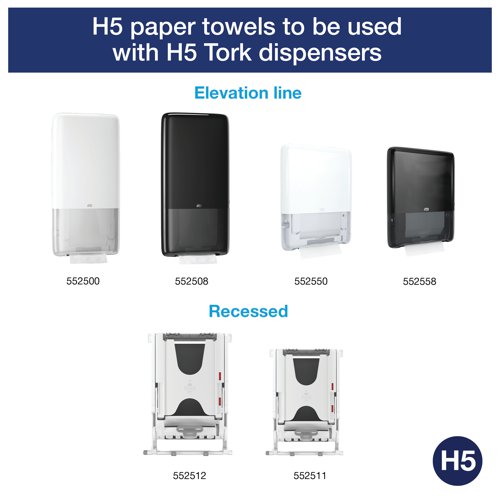 Tork PeakServe Continuous Hand Towels are compatible with Tork PeakServe systems designed for high traffic washrooms. The hand towels are dispensed quickly and without interruption to maintain washroom flow with 250% more towels per paper towel dispenser. They are fast to load, can be topped up at any time and are easy to store and transport. The patented Continuous towel system ensures that towels are dispensed one at a time in under 3 seconds, even between bundles, avoiding waste and preventing jams.