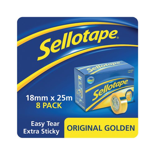 Sellotape Original Golden Tape 18mm x 25m (8 Pack) 1569069 - Henkel - SE04993 - McArdle Computer and Office Supplies