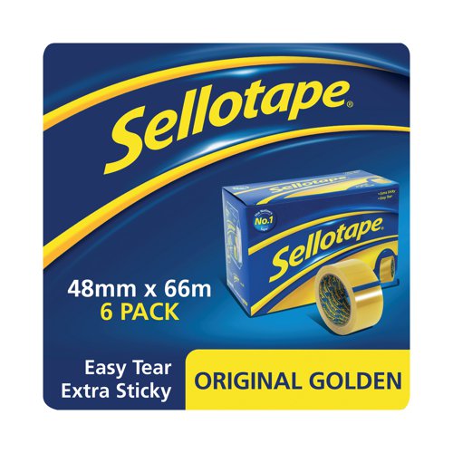Sellotape Original Golden Tape 48mmx66m (Pack of 6) 1443304 - Henkel - SE04999 - McArdle Computer and Office Supplies