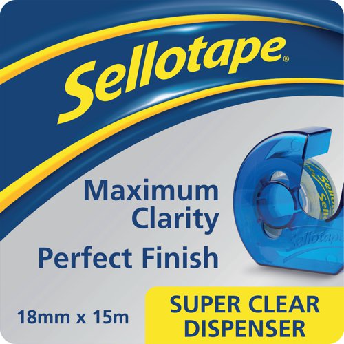 Sellotape Super Clear Tape Dispenser + Roll 18mmx15m (Pack of 6) 1765966 Henkel