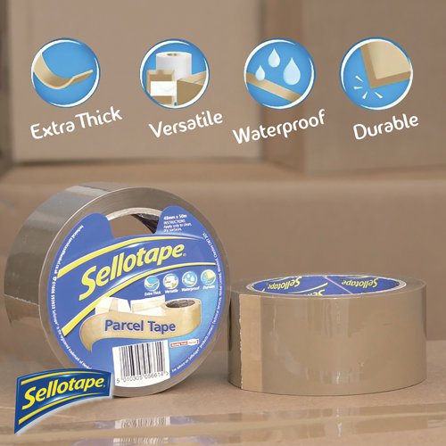 SE05661 | Guarantee safe shipment of your packages with this premium Sellotape Parcel Tape. This durable and versatile tape is ideal for professional use and designed to ensure that even heavy shipments remain sealed and secure during transit. This pack contains 6 rolls of 48mmx50m brown parcel tape.