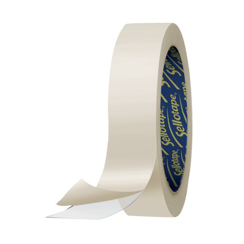 This Sellotape Double Sided Tape is coated on both sides with a strong adhesive and is ideal for mounting displays, crafts, and more. The tape is easy tear and features an easy to remove backing for quick application. This pack contains 3 large core rolls measuring 50mm x 33m.