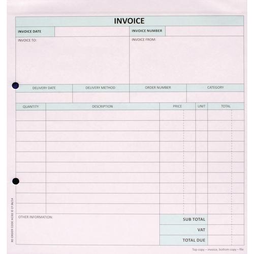 Custom Forms 2-Part Invoice White/Pink (Pack of 50) HCI02