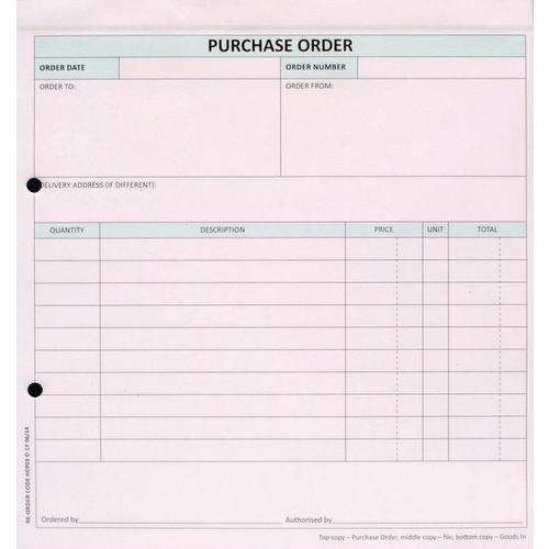 Custom Forms 3-Part Purchase Order White/Pink/Blue (Pack of 50) HCP03