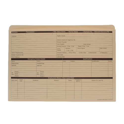 Personnel Forms Personnel Wallets 235x330mm Yellow [Pack 50]