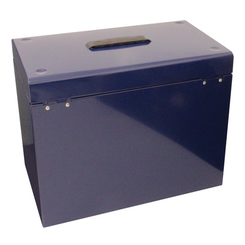 Cathedral Metal File Box Home Office Foolscap Blue HOBL Portable Suspension Filing SG33056