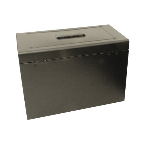 SG33100 Cathedral Metal File Box Home Office Foolscap Black HOBK