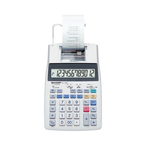 The Sharpe EL-1750V is a solid desktop printing calculator with a large 12 digit LCD display capable of fast, crisp 2 colour printing in black or red. The practical and robust calculator with a professional keyboard is fully portable being dual powered by 4 x AA batteries and mains powered (EA-28A power adapter sold separately), so when you need to work on the go you can continue with your calculations.