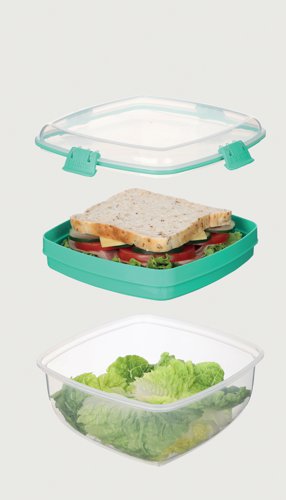 Sistema Salad Max to Go Coloured Clip 1.63L Clear 21357 Kitchen Accessories SIS21357