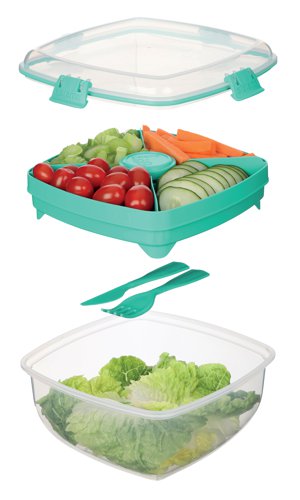 Sistema Salad Max to Go Coloured Clip 1.63L Clear 21357 SIS21357