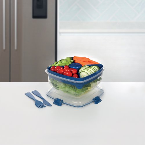 Sistema Salad Max to Go Coloured Clip 1.63L Clear 21357 Kitchen Accessories SIS21357