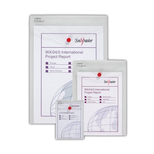 Secure your documents in style with the Snopake Polyfile. These polypropylene wallets come in a useful portrait format with a press stud envelope type flap on the top short edge. The durable polypropylene has an attractive clear 'Superline' finish for easy identification of contents. This pack contains 5 wallets for A4 documents.