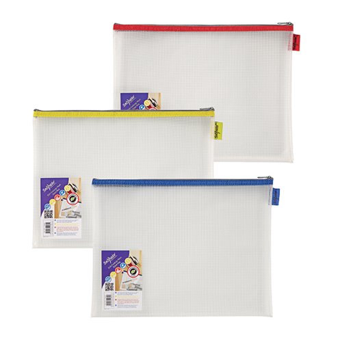 Snopake EVA Mesh Zippa-Bag 275 x 360mm Assorted (Pack of 3) 15819 SK21963 Buy online at Office 5Star or contact us Tel 01594 810081 for assistance