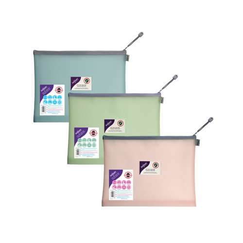 Snokpake EVA Mesh High Capacity Zippa Bag Foolscap Pastel Blue (Pack of 3) 15904 SK22315 Buy online at Office 5Star or contact us Tel 01594 810081 for assistance