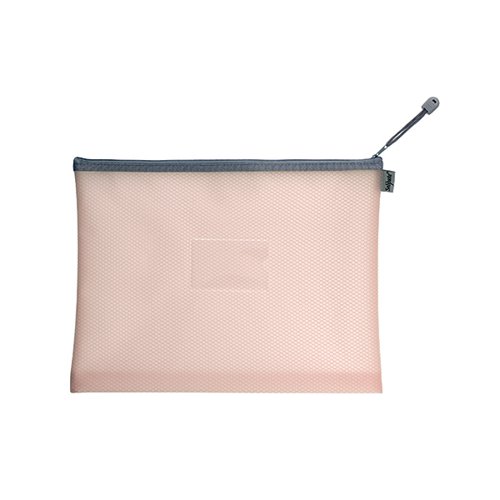 Snokpake EVA Mesh High Capacity Zippa Bag Foolscap Pastel Pink (Pack of 3) 15906