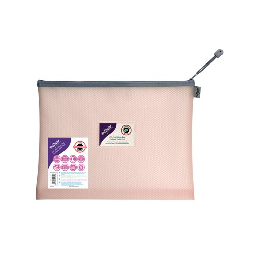 Snokpake EVA Mesh High Capacity Zippa Bag Foolscap Pastel Pink (Pack of 3) 15906 - SK22321