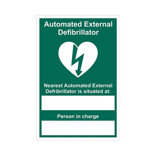 Spectrum Safety Sign Informs Staff where the Nearest Automated External Defibrillator is RPVC 14651