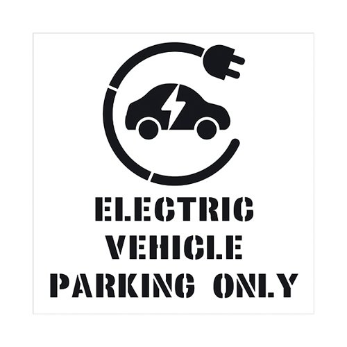 Spectrum Electric Vehicle Parking Only with Floor Symbol Stencil 1000x1000mm 9701-1000