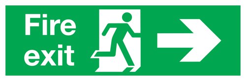 Safety Sign Fire Exit Running Man Arrow Right 150x450mm PVC FX04411R SR11134 Buy online at Office 5Star or contact us Tel 01594 810081 for assistance