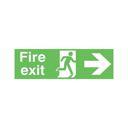 Safety Sign Niteglo Fire Exit Running Man Arrow Right 150x450mm PVC FX04411M