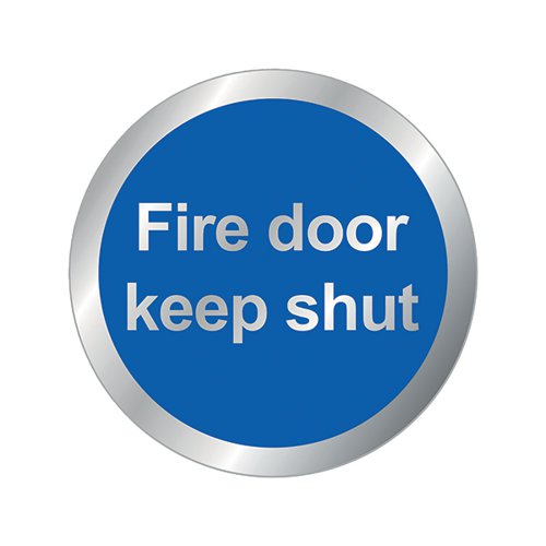 SR11175 | This sign informs customers, employees and visitors of a fire door that should be kept shut. Using a clear and universally recognisable colour coding system, the sign conforms to the BS EN ISO 7010 where applicable. This self-adhesive sign has a diameter of 76mm.