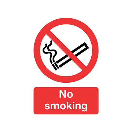 Safety Sign No Smoking A5 Self-Adhesive (Confirms to BS EN ISO 7010) ML02051S