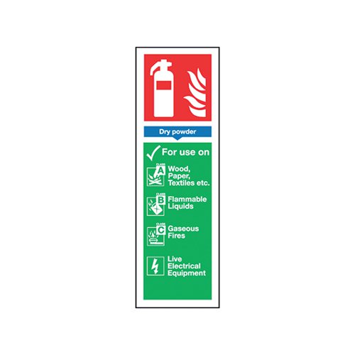 Safety Sign Fire Extinguisher Dry Powder 300x100mm S/Adhesive FR02625S