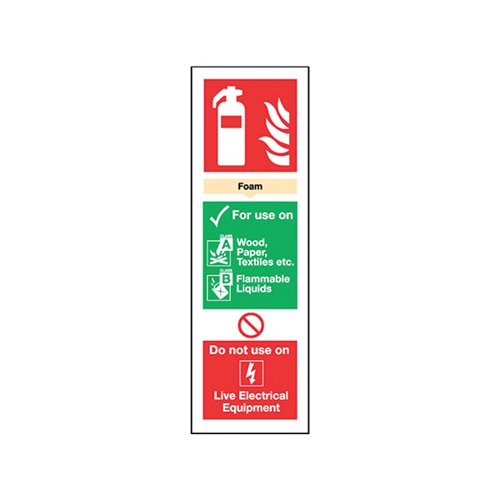 Safety Sign Fire Extinguisher Foam 300x100mm Self Adhesive FR08025S