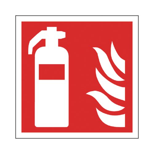 Safety Sign Fire Extinguisher Symbol 100x100mm Self Adhesive Pack Of 5 Kf44a S