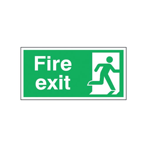 Safety Sign Fire Exit Running Man Right 150x300mm Self-Adhesive E98A/S