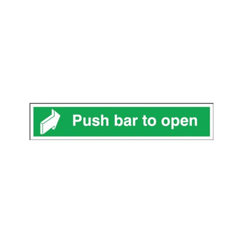 Safety Sign Push Bar to Open 75x600mm Self-Adhesive E14C/S